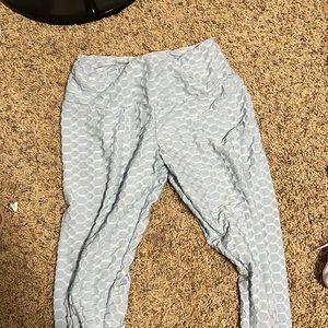 baby pink and blue butt scrunch leggings